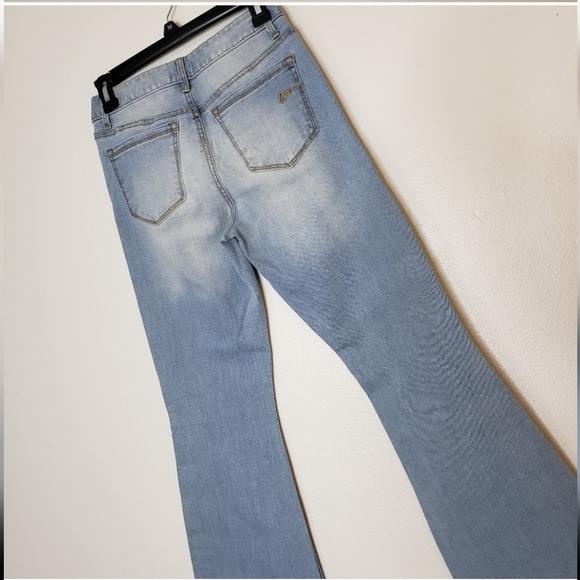 NEW American Rag Cie Flare Jeans Light Wash Faded Raw Hem 70s Hippie Bohemian - Picture 12 of 16